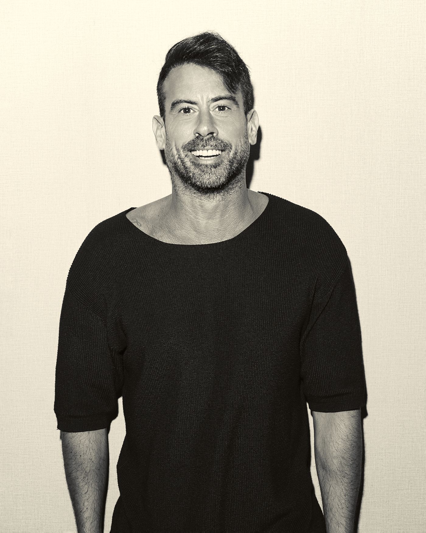 Portrait of ARACIL smiling, black and white press photo